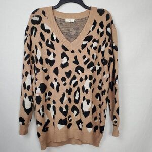 Entro SMALL Tan Animal Print Sweater